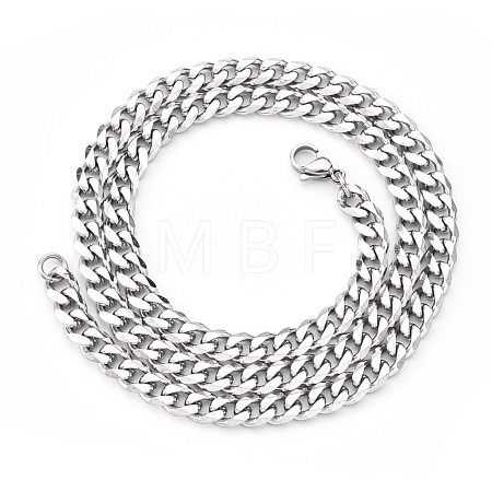 Non-Tarnish Men's 201 Stainless Steel Cuban Chain Necklace NJEW-R257-001D-P-1
