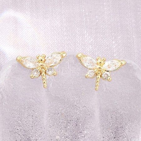 Brass Micro Pave Cubic Zirconia Stud Earrings for Women KK-A305-08G-02-1