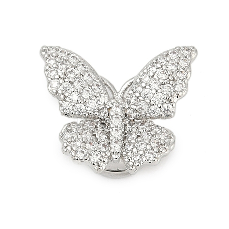 Brass Micro Pave Clear Cubic Zirconia Magnetic Clasps KK-C066-13P-1