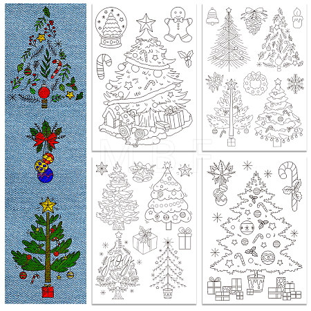 4 Sheets 11.6x8.2 Inch Stick and Stitch Embroidery Patterns DIY-WH0455-211-1