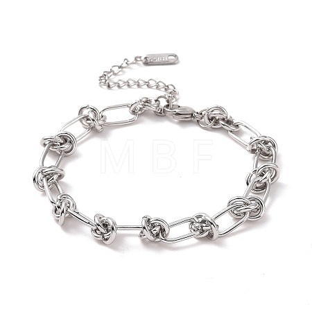 Non-Tarnish 304 Stainless Steel Knot Link Chain Bracelet for Men Women BJEW-E020-01P-1