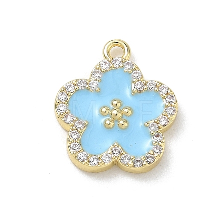 Brass Micro Pave Clear Cubic Zirconia and Enamel Pendants KK-A300-18G-1