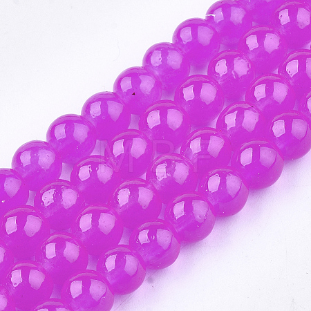 Baking Paint Imitation Jade Glass Round Bead Strands DGLA-Q021-6mm-04-1