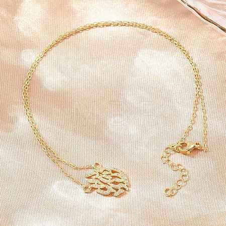 Brass Micro Pave Clear Cubic Zirconia Flame Pendant Adjustable Slider Necklaces KK-CBA4547-10G-1