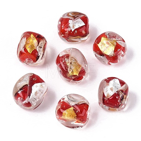 Handmade Gold & Silver Foil Glass Beads FOIL-Q003-01G-1