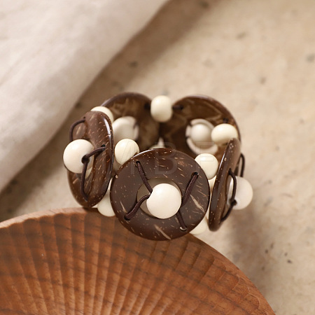 Bohemian Coconut & Wood Beaded Stretch Bracelets for Women WG6B5F6-02-1