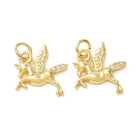 Brass Micro Pave Clear Cubic Zirconia Pendants CU-E003-18G-05-1