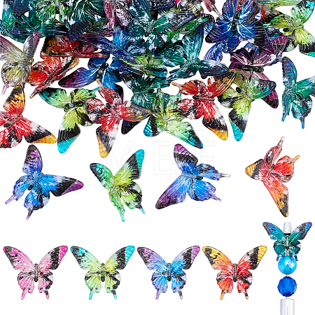 40Pcs Printed Opaque Acrylic Beads MACR-PH0002-16-1