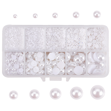 ABS Plastic Imitation Pearl Cabochons SACR-PH0007-09-1