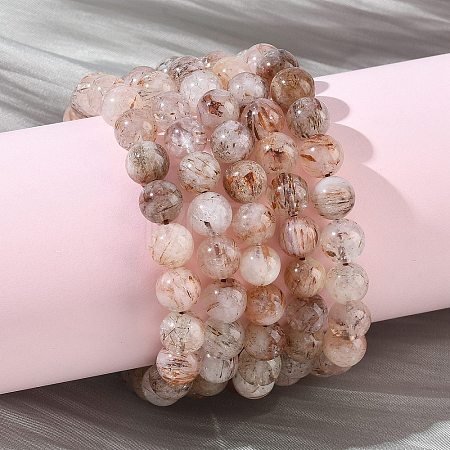 Natural Rutilated Quartz Round Beads Stretch Bracelets for Women BJEW-Z158-03D-03-1