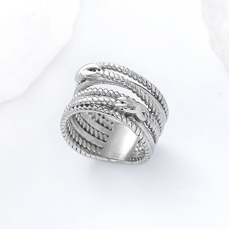 304 Stainless Steel Twisted Wire Design Finger Rings DM2174-2-1