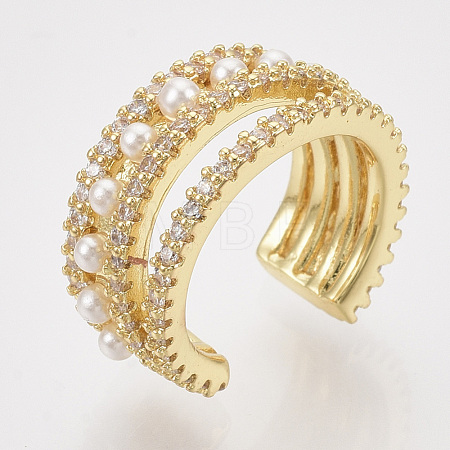 Brass Micro Pave Cubic Zirconia Cuff Earrings ZIRC-Q022-027G-NF-1
