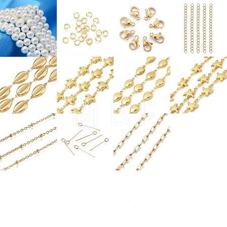 4Pcs 4 Styles Ocean 304 Stainless Steel Link Chain Anklets for Women AJEW-AN00825-1