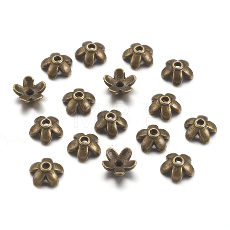 Tibetan Style  Zinc Alloy Bead Caps X-TIBEB-6.5x3-AB-FF-1