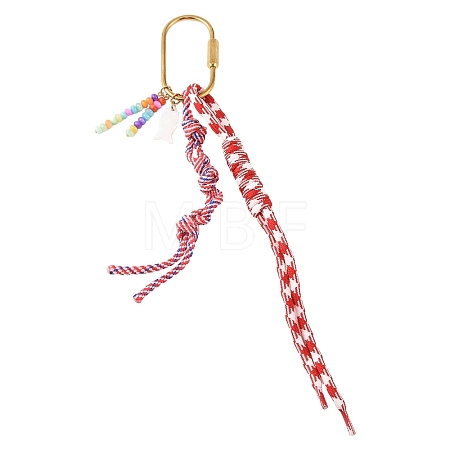 Natural Freshwater Shell with Polyester & Spandex Cord Pendant Decorations HJEW-YW00479-1