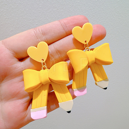 Handmade Polymer Clay & 304 Stainless Steel Stud Dangle Earrings WG2B9E4-01-1