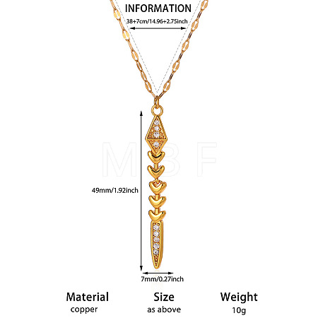 Brass Pave Clear Cubic Zirconia Pendant 304 Stainless Steel Chain Necklaces for Women WG3E65D-04-1