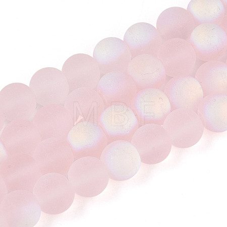 Frosted Transparent Glass Beads Strands GLAA-T032-T8mm-MBB10-1