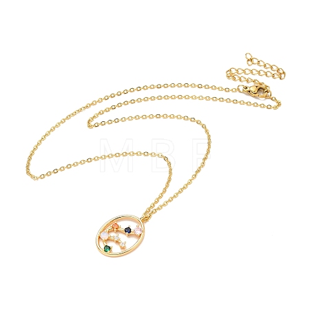 Colorful Cubic Zirconia Constellation Pendant Necklace NJEW-H166-01B-1