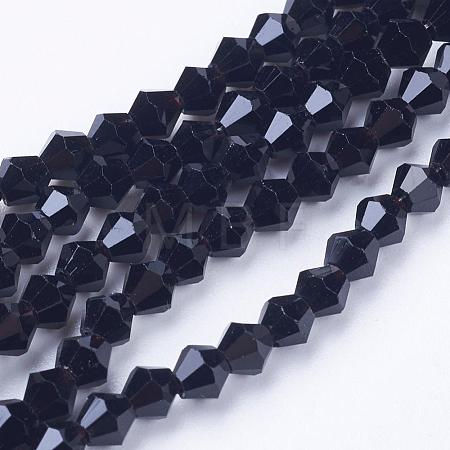 Black Glass Bicone Beads Strands X-GLAA-S026-10-1