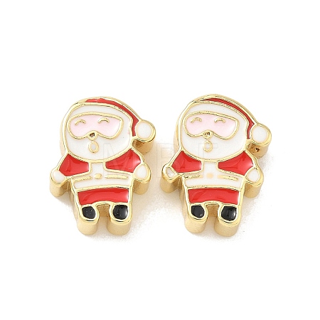 Christmas Brass Enamel Beads KK-I474-G28-1