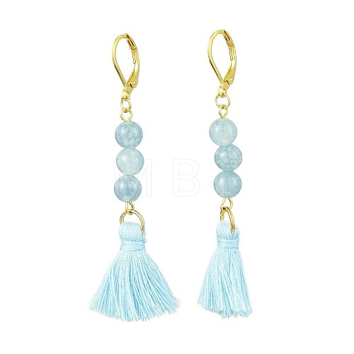 Polycotton Tassel Leverback Earrings EJEW-JE06004-1