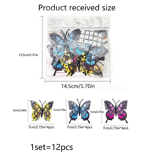 Halloween Butterfly 12Pcs PVC Adhesive Waterproof Stickers Self-Adhesive Stickers PW-WGF2E7F-04-1