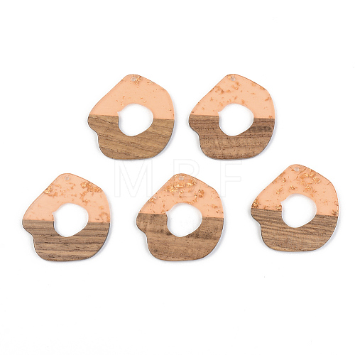 Transparent Resin & Walnut Wood Pendants RESI-S389-050A-B04-1