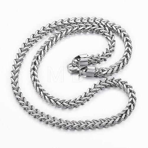 304 Stainless Steel Wheat Chain Necklaces NJEW-H445-10P-1