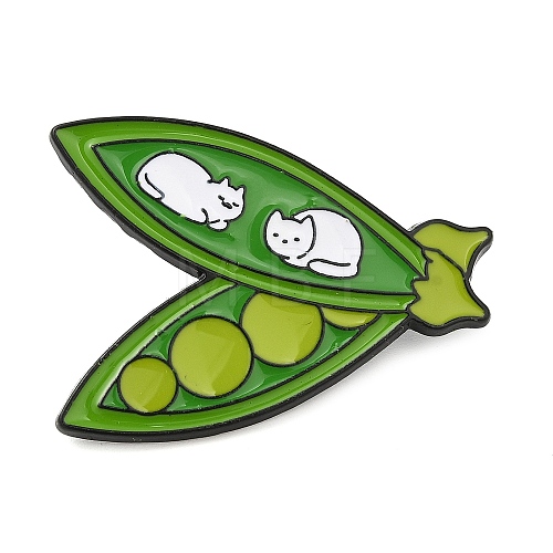 Pea Pod & Cat Enamel Pin JEWB-A014-03C-1