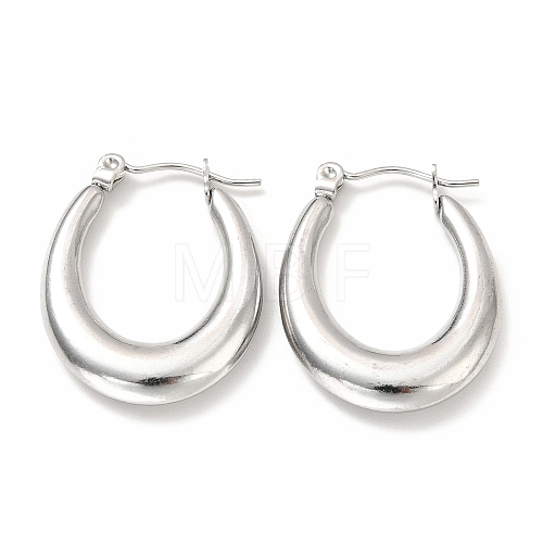 Non-Tarnish 304 Stainless Steel Chunky Oval Hoop Earrings for Women EJEW-F283-08P-1