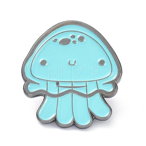 Jellyfish Alloy Enamel Brooches ENAM-C001-29B-1