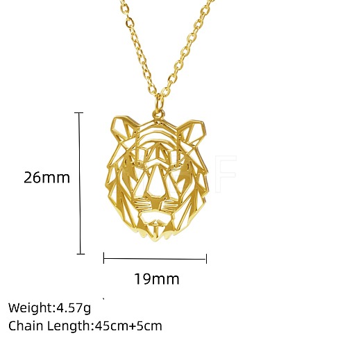 Stainless Steel Geometric Artistic Hollow Animal Pendant Necklaces JK0174-11-1