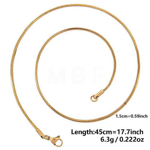 1.5mm Unisex 304 Stainless Steel Snake Chains Necklaces ZV2766-2-1