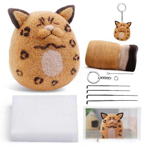 Cat Shape Needle Felting Kits PW-WGA4466-01-1