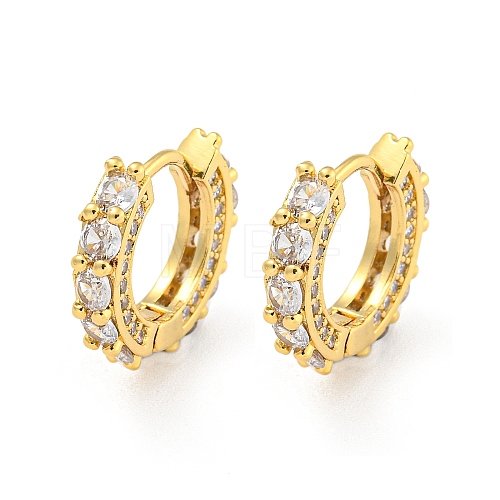 Rack Plating Brass Micro Pave Cubic Zirconia Hoop Earring EJEW-C102-13G-03-1