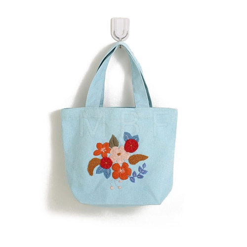 DIY Flower Pattern Handbag Embroidery Bag Kits PW-WG57886-03-1