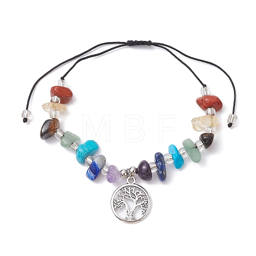 Chakra Natural & Synthetic Gemstone Braided Bead Bracelets BJEW-JB09824-04-1