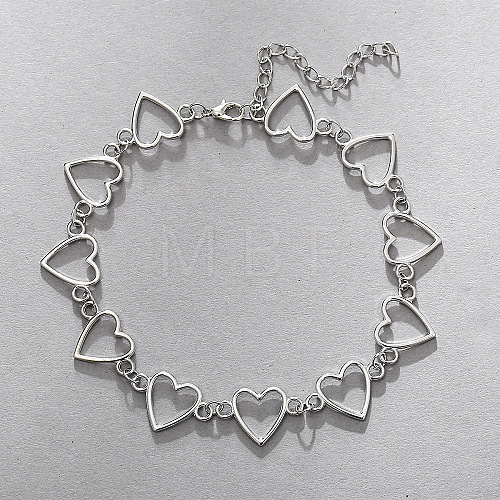 Alloy Heart Link Chain Choker Necklaces for Women WG1A4F2-01-1