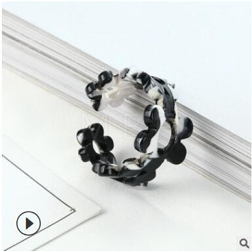 Flower Resin Cuff Rings for Women WG4720D-05-1