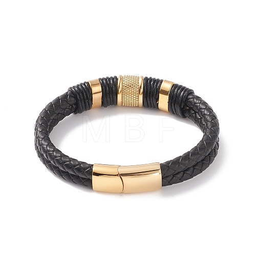 Leather Braided Cord Bracelets BJEW-E352-36G-1