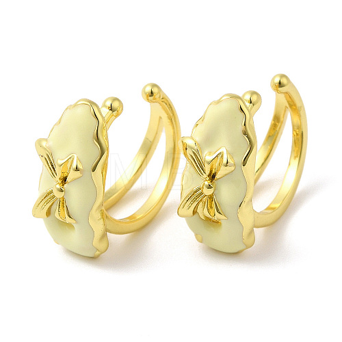 Enamel Bowknot Cuff Earrings EJEW-G348-03G-1