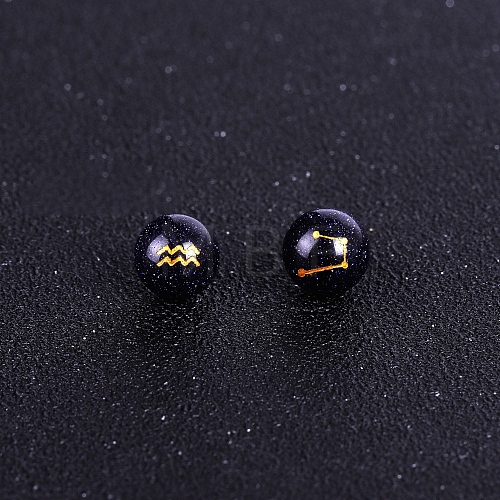 Synthetic Blue Goldstone Carved Constellation Beads PW-WG92554-11-1