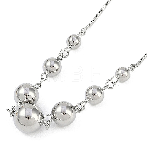 Brass Round Ball Bib Necklaces for Women NJEW-U015-03P-1