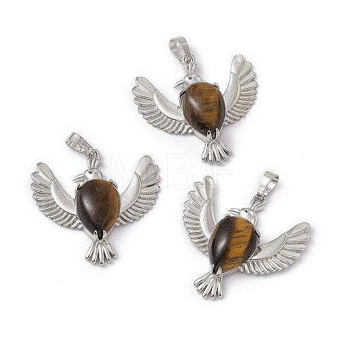 Natural Tiger Eye Pendants G-P484-05P-03-1