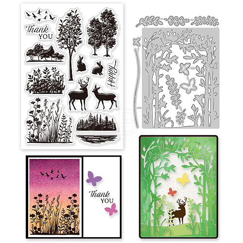 Globleland 1 Sheet Custom Forest PVC Plastic Clear Stamps DIY-GL0004-109-1