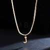 316 Surgical Stainless Steel Initial Pendant Flat Snake Chain Necklaces for Women WGC1053-10-1