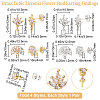 4 Pairs 4 Style Brass Cubic Zirconia Flower Stud Earring Findings EJEW-BBC0001-14-2