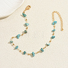 Beach Natural Turquoise Chip Beads Brass Anklets for Women GS4287-1-2