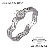 304 Stainless Steel Pave Cubic Zirconia Bangles FS-WG9DD70-02-1
